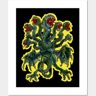 Zombie Hydra Flaming Glow Design Posters and Art